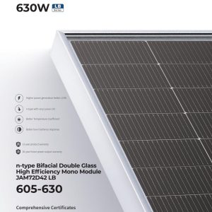 Pin mặt trời JA Solar 605-630Wp JAM72D42-605-630/LB, dòng N-TYPE