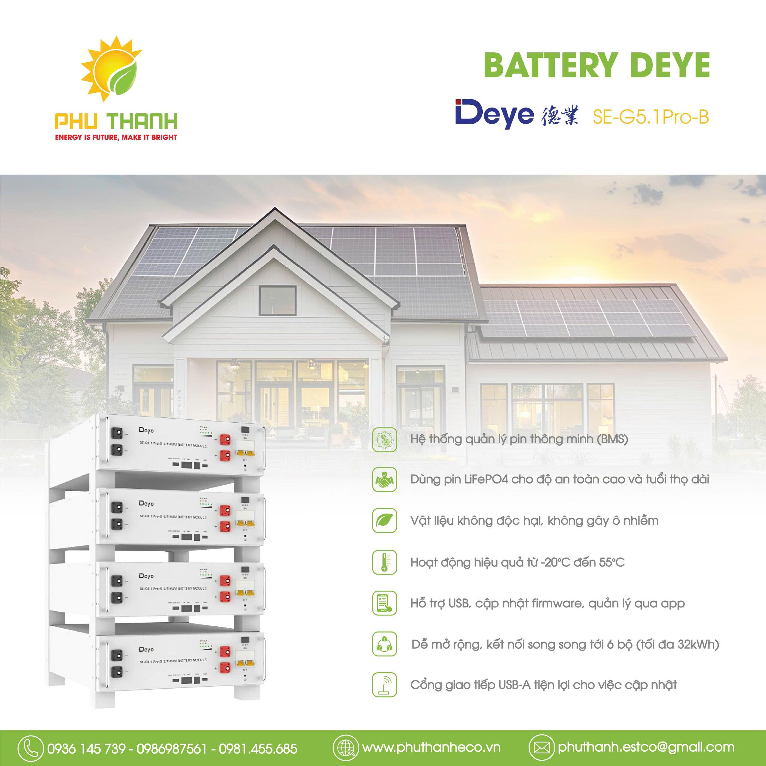 Pin lưu trữ Lithium DEYE 5,12kWh – SE-G5.1 PRO-B Pin lưu trữ Lithium DEYE 5,12kWh – SE-G5.1 PRO-B