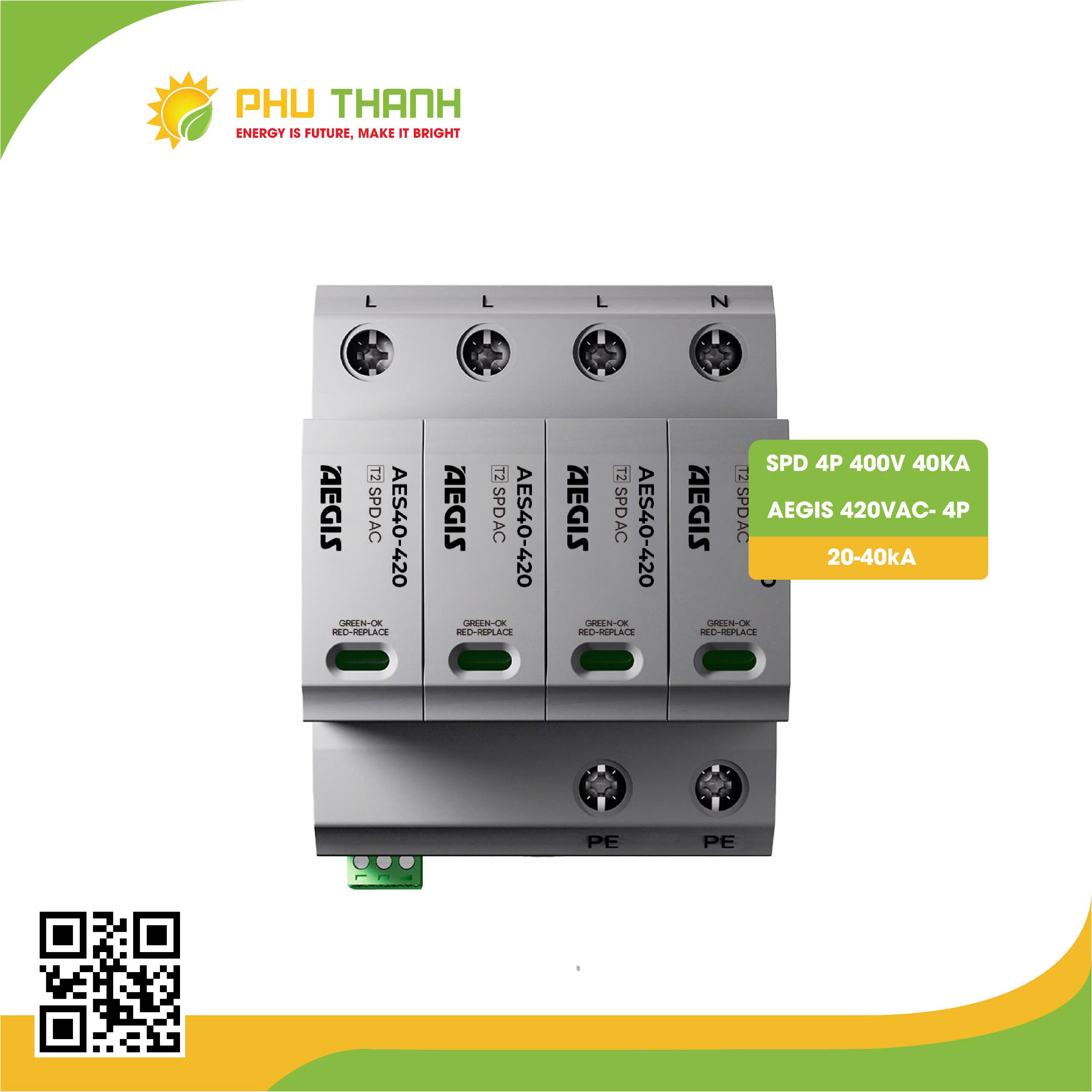 SPD - Chống sét AEGIS 400VAC- 4P 20-40kA- SPD 4P 400V 40KA SPD - Chống sét AEGIS 400VAC- 4P 20-40kA- SPD 4P 400V 40KA