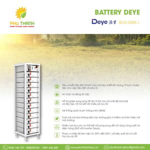 Pin lưu trữ Lithium áp cao DEYE dạng RACK, model BOS-GM5.1, công suất 40,96KWH