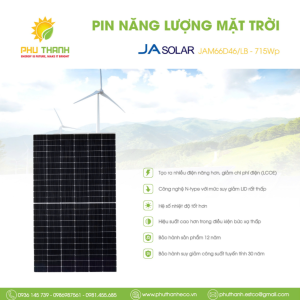 Pin mặt trời JA SOLAR, N-TYPE TOPCon, PERC MONO 715Wp