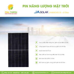 Pin mặt trời JA SOLAR, N-TYPE TOPCon, PERC MONO 615Wp
