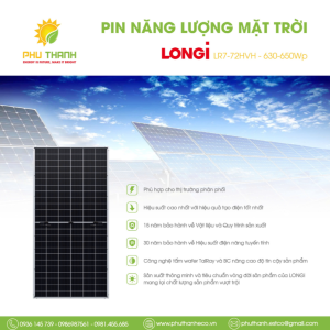 Pin mặt trời LONGI SOLAR, HI-MO X10, PERC MONO 650W