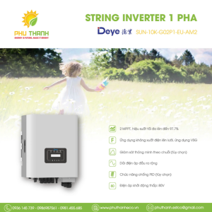 Biến tần hoà lưới bám tải DEYE 1 pha, 10 kW, 2 MMPT, model SUN-10K-G02P1-EU-AM2
