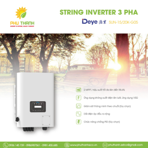 Biến tần hòa lưới bám tải DEYE 3 pha, 15 kW, 2 MMPT, model SUN-15K-G06P3-EU-BM2-P1