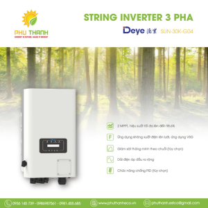 Biến tần hòa lưới bám tải DEYE 3 pha, 30 kW, 2 MMPT, model SUN-30K-G04