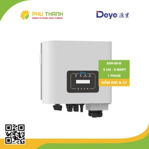 Biến tần hòa lưới DEYE 1 pha, 5 kW, 2 MMPT, model SUN-5K-G05P1-EU-AM2