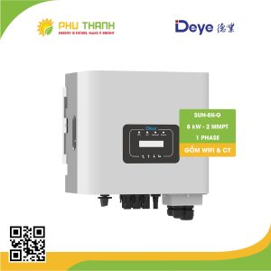 Biến tần hoà lưới bám tải DEYE 1 pha, 8 kW, 2 MMPT, model SUN-8K-G02P1-EU-AM2