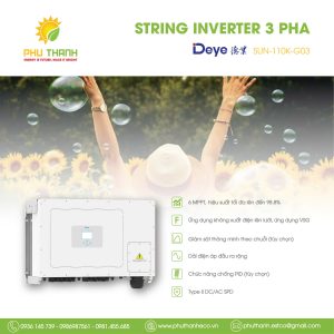 Biến tần hòa lưới bám tải DEYE 3 pha, 110 kW, 6 MMPT, model SUN-110K-G03