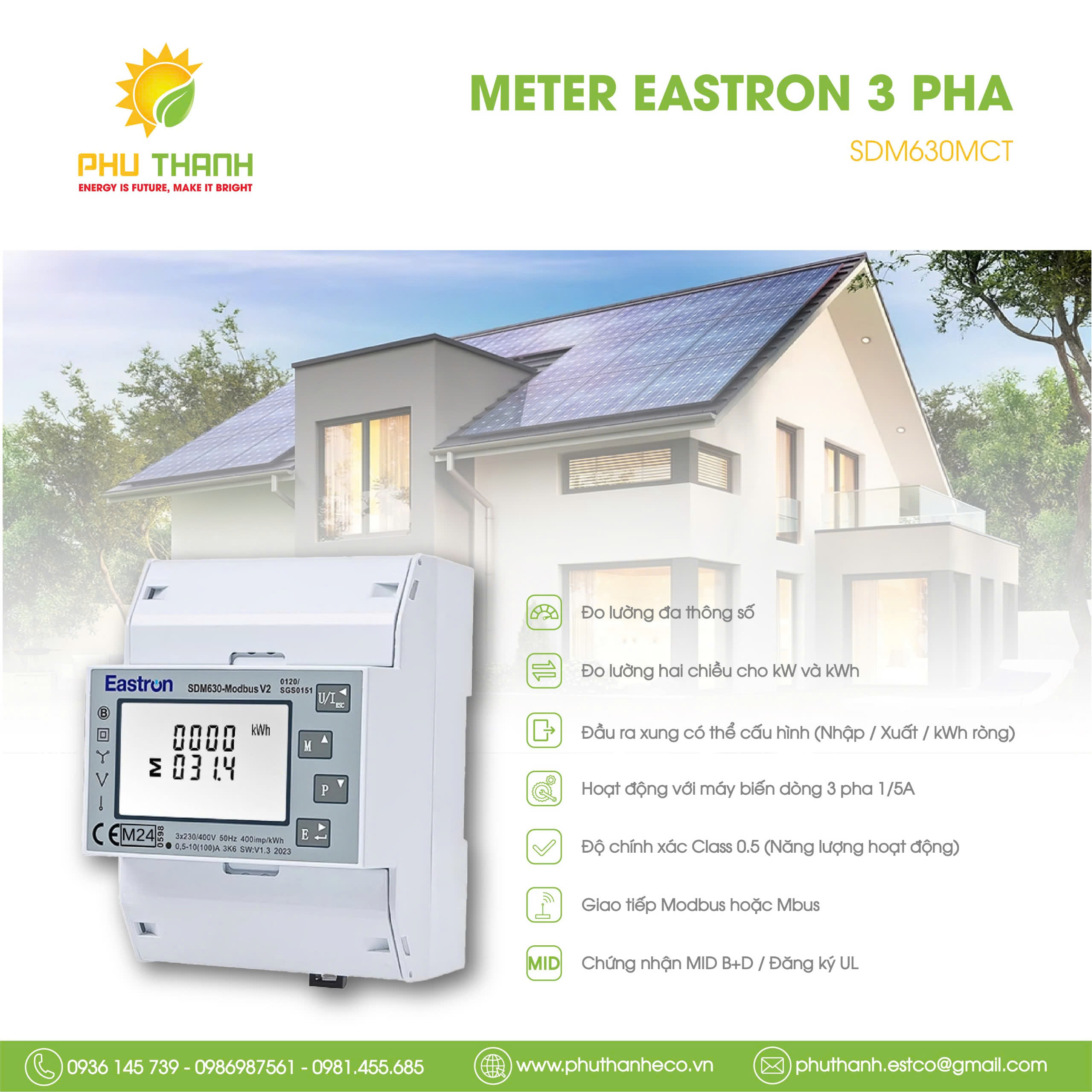 Meter EASTRON 3 pha + CT. Mã: SDM630 MCT Meter EASTRON 3 pha + CT. Mã: SDM630 MCT