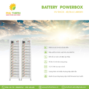 Hệ thống pin lưu trữ Lithium POWERBOX, model: HV-RACK, dung lượng: 1200Ah – 61.44 kWh