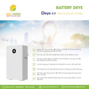 Pin lưu trữ Năng lượng mặt trời DEYE RW-F16, công suất 16kWh