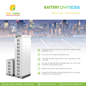 Hệ thống pin lưu trữ Năng lượng mặt trời Dyness Stack 100, công suất 15.36-76.8kWh