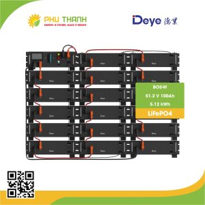 Pin lưu trữ áp cao Deye BOS-W 51.2V 100Ah, công suất 5.12kWh