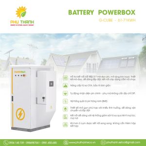 Hệ thống pin Lithium lưu trữ tích hợp cao cấp G-CUBE POWERBOX, 100Ah - 716.V, công suất 61 - 71kWh
