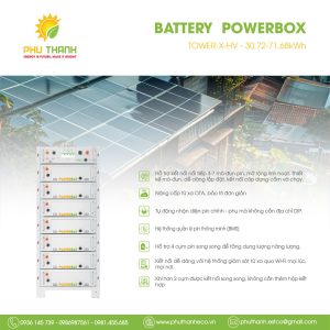 Hệ thống pin Lithium Tower-X-HV 100Ah – 716V, công suất 30.72–71.68kWh