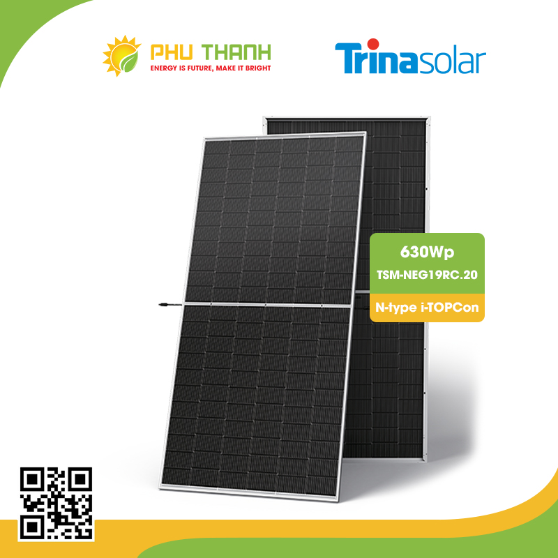 Tấm Pin Trina Solar, N-type 2 MẶT KÍNH 630Wp Tấm Pin Trina Solar, N-type 2 MẶT KÍNH 630Wp